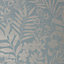 Boutique Alice Duck egg Leaf Metallic effect Embossed Wallpaper Sample