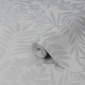 Boutique Alice Metallic effect Leaf Embossed Wallpaper Sample