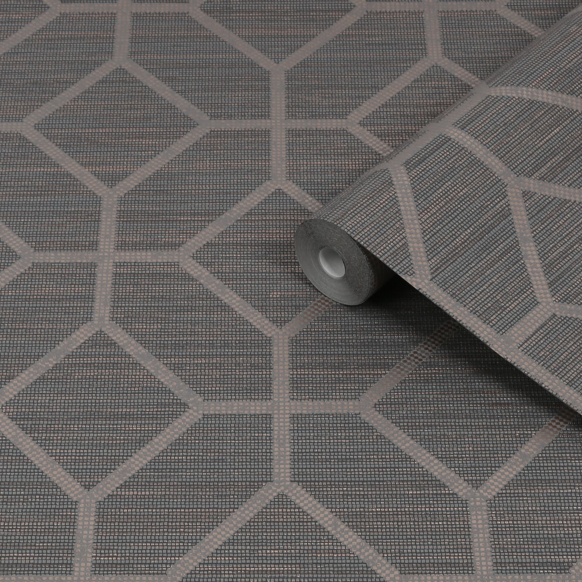 Picture of Boutique Asscher Grey Bronze effect Geometric Textured Wallpaper