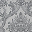 Boutique Baroque Grey Damask Glitter effect Textured Wallpaper Sample