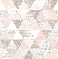 Boutique Beau Pink Geometric Metallic effect Smooth Wallpaper