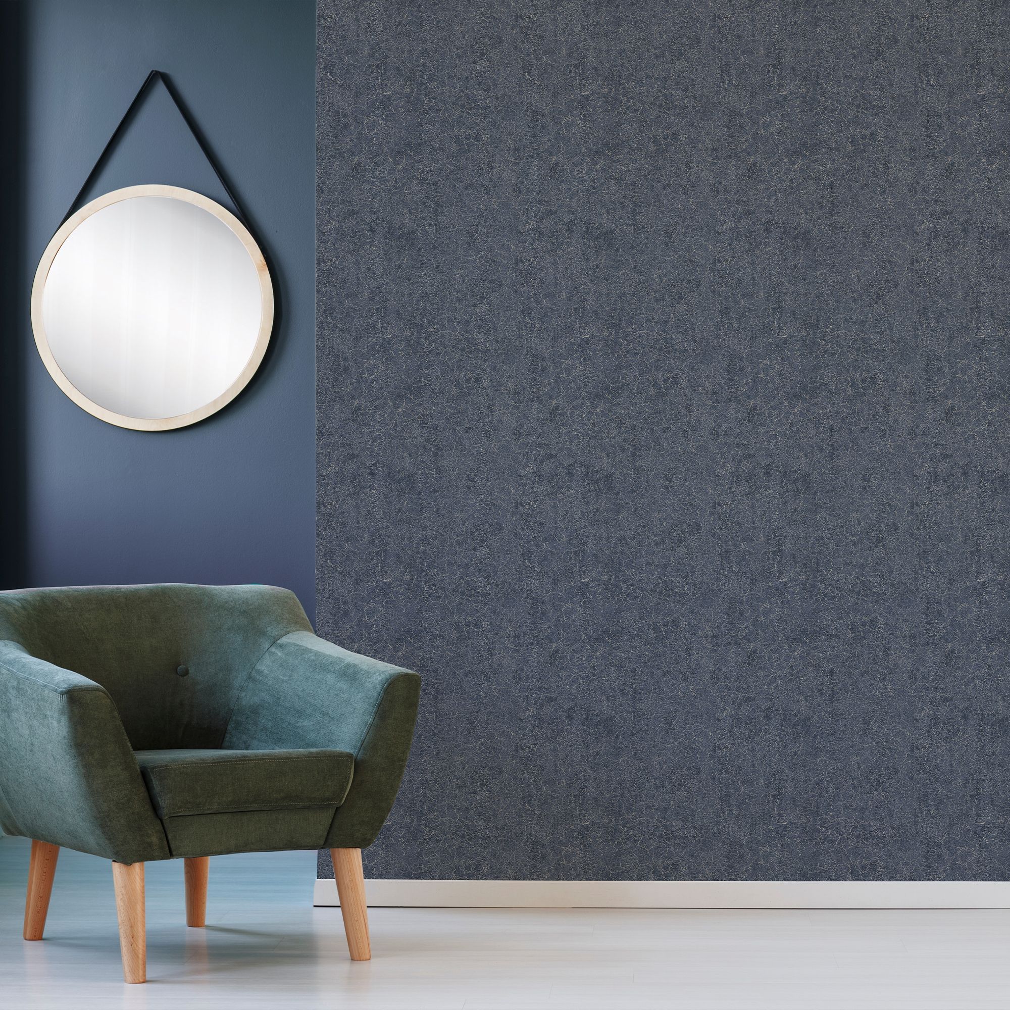 Boutique Blue Metallic effect Textured Wallpaper Sample