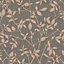 Boutique Brown Metallic effect Leaves Textured Wallpaper