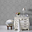 Boutique Buckingham Damask Silver effect Textured Wallpaper Sample