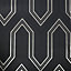 Boutique Chatwal Charcoal Geometric Metallic effect Textured Wallpaper