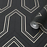 Boutique Chatwal Charcoal Metallic effect Geometric Textured Wallpaper