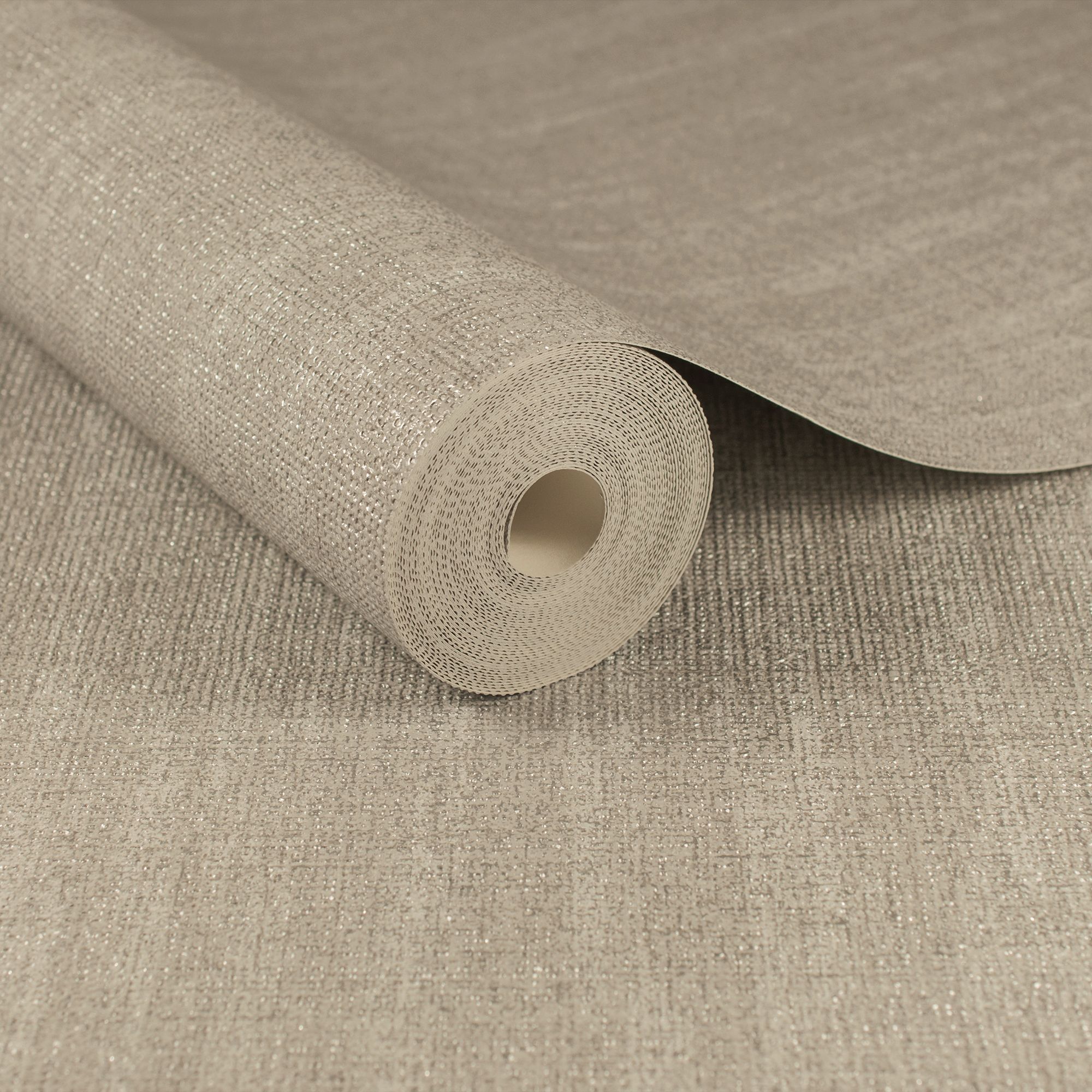 Boutique Chenille Beige Metallic effect Textured Wallpaper Sample DIY