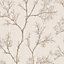 Boutique Cream Icy trees Glitter effect Wallpaper