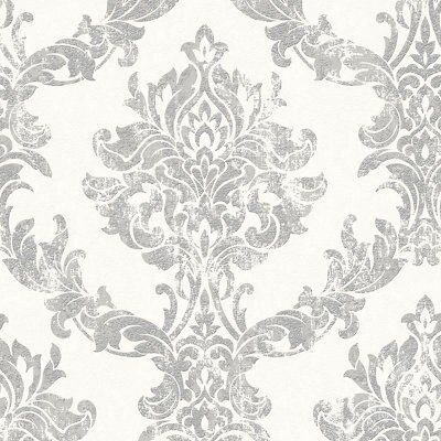 Boutique Cream Silver effect Embossed Wallpaper