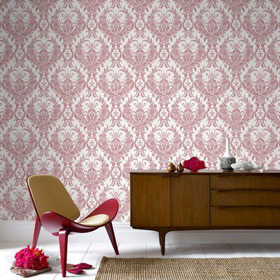 Boutique Duchess Cream & red Glitter effect Wallpaper
