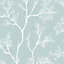 Boutique Duck egg Icy trees Glitter effect Wallpaper