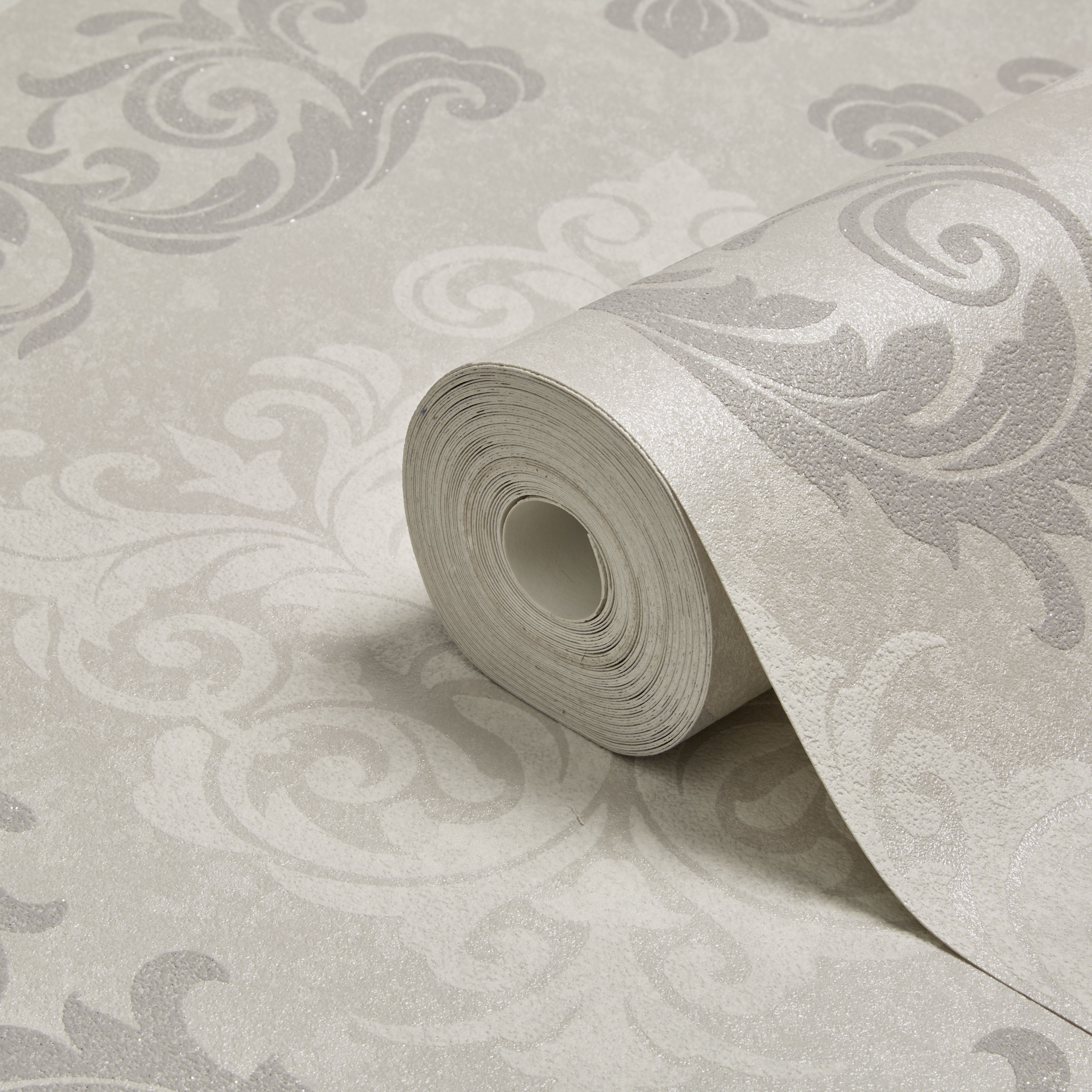 Boutique Elegance Damask Mica Effect Textured Wallpaper Sample | DIY At B&Q