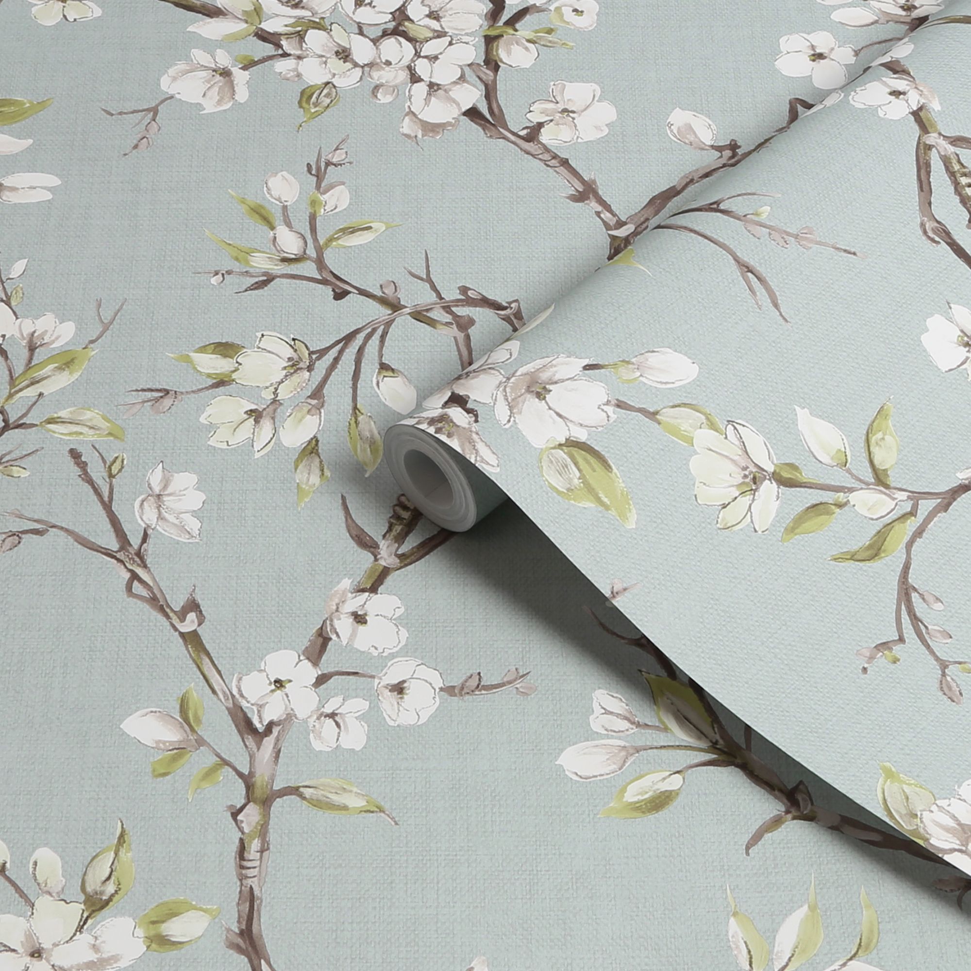 Boutique Eliza Duck egg Floral Smooth Wallpaper