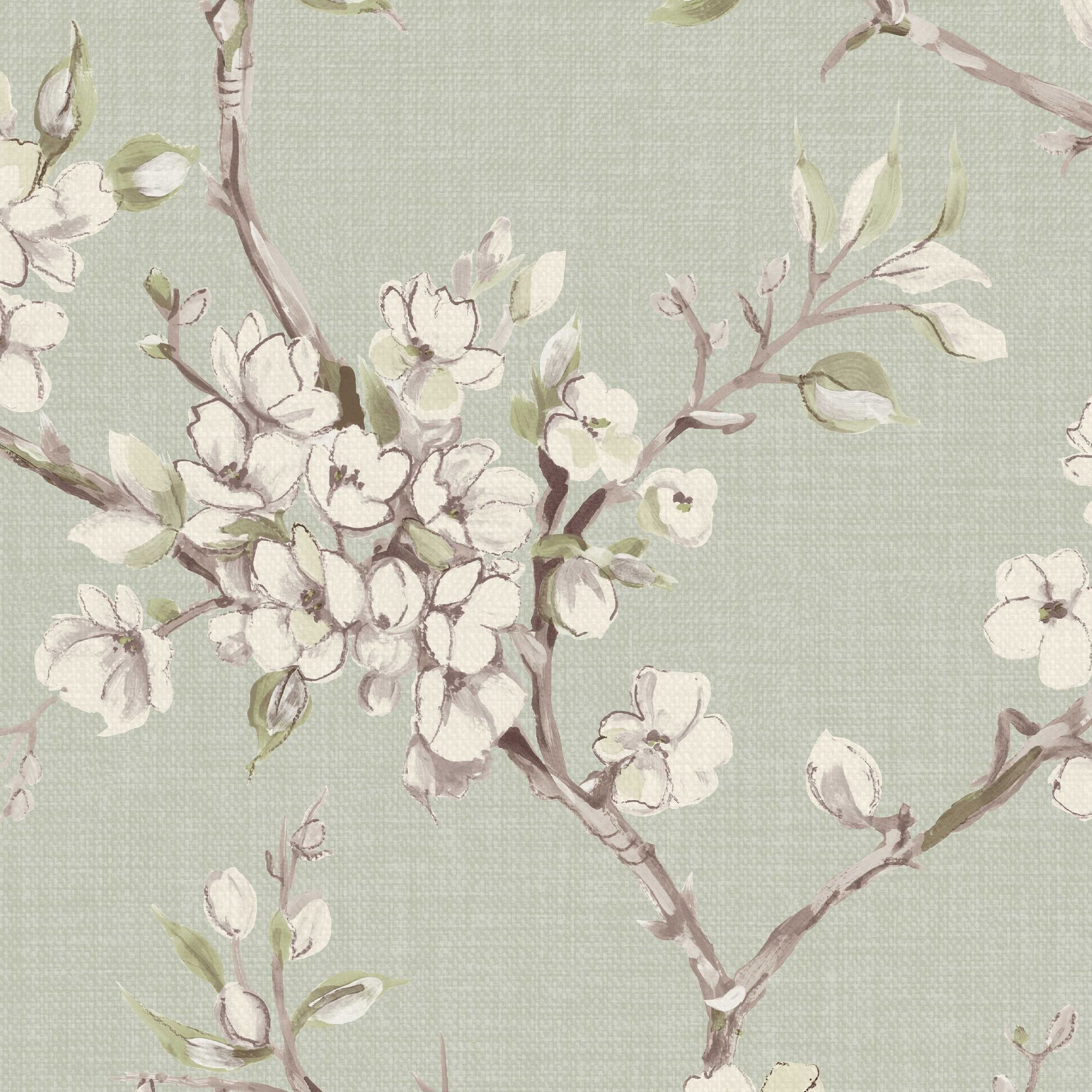 Boutique Eliza Sage Floral Smooth Wallpaper