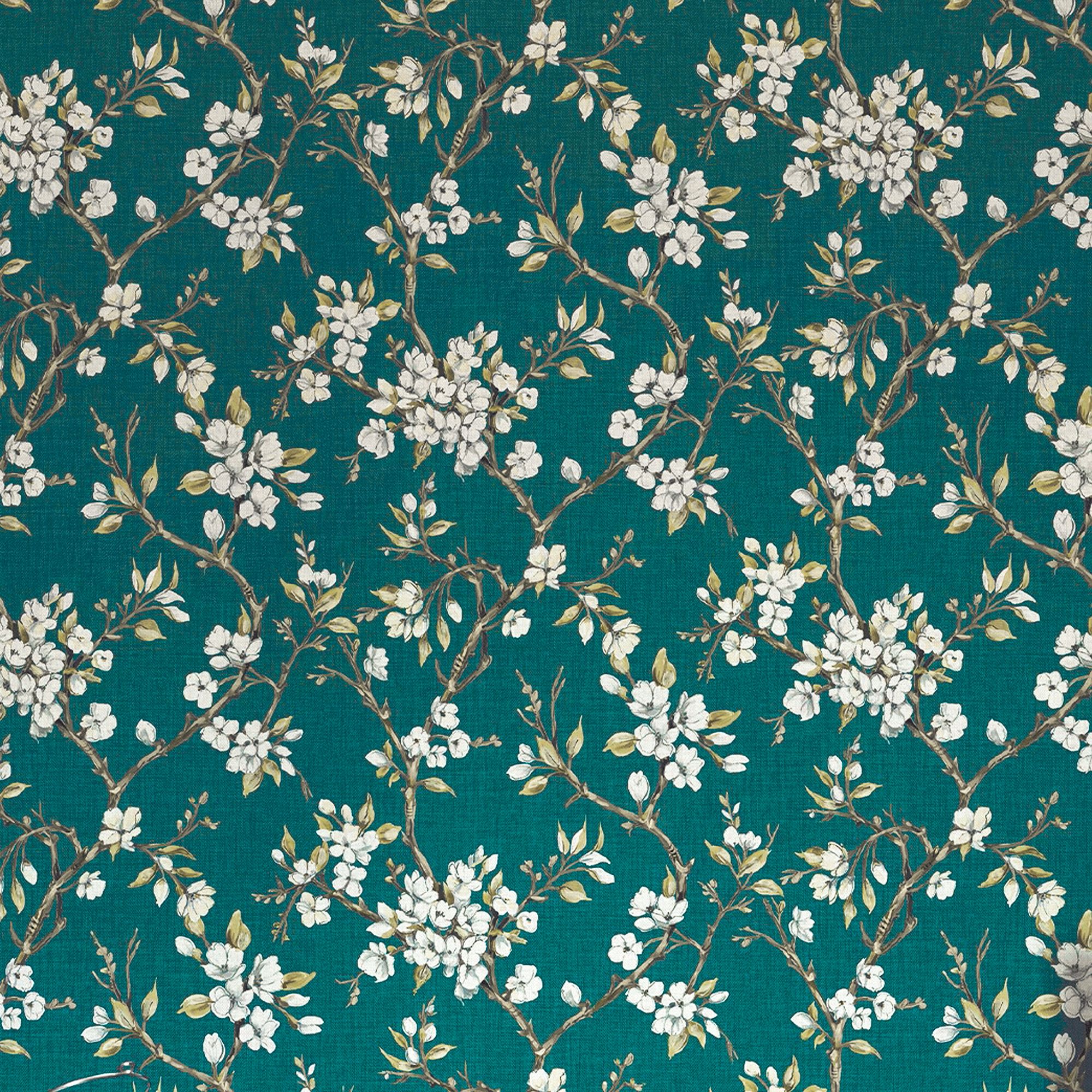 Boutique Eliza Teal Floral Smooth Wallpaper