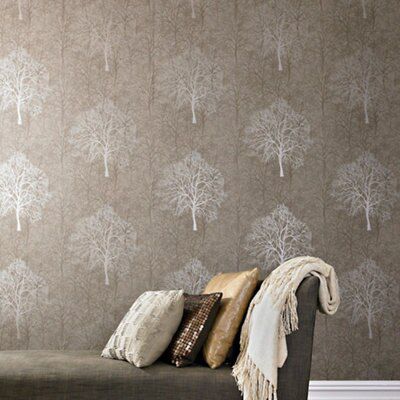Boutique Enchant Golden brown Tree Smooth Wallpaper