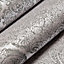 Boutique Fibrous windsor Lilac & pewter Metallic effect Wallpaper