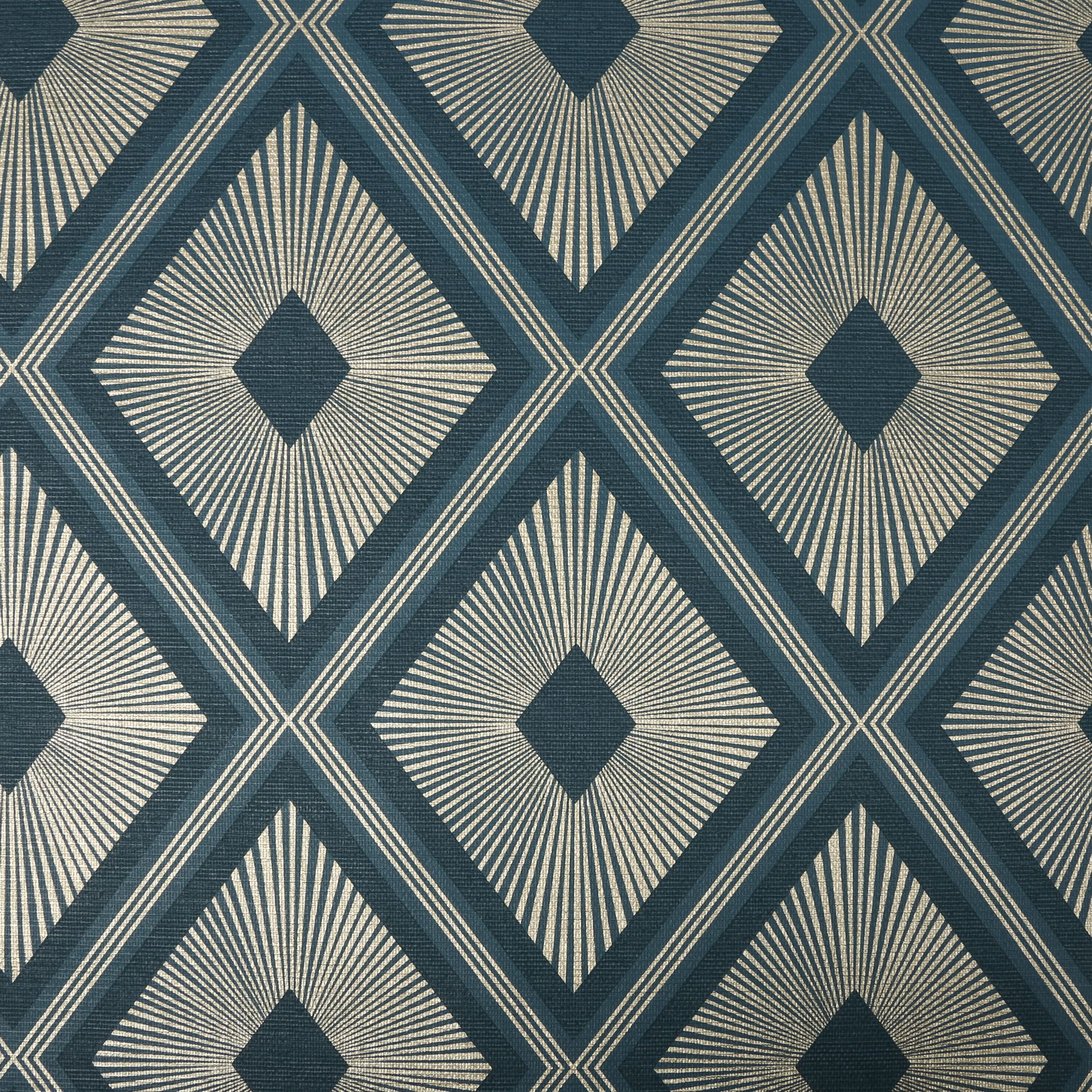 Boutique Fitz Green Metallic effect Geometric Textured Wallpaper Sample
