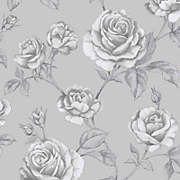 Boutique Floral Metallic effect Smooth Wallpaper