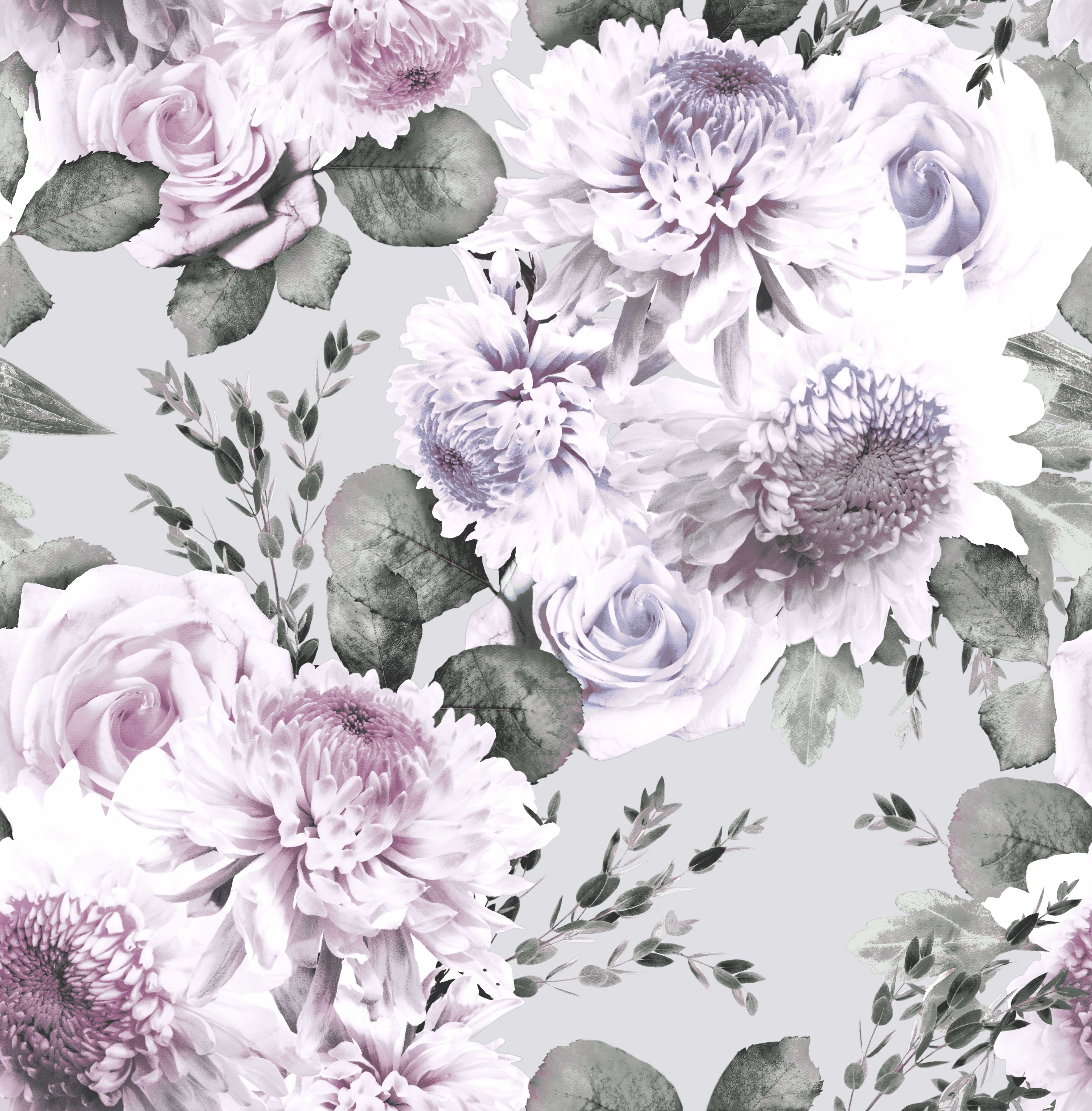 Boutique Garland Lilac Floral Smooth Wallpaper Sample