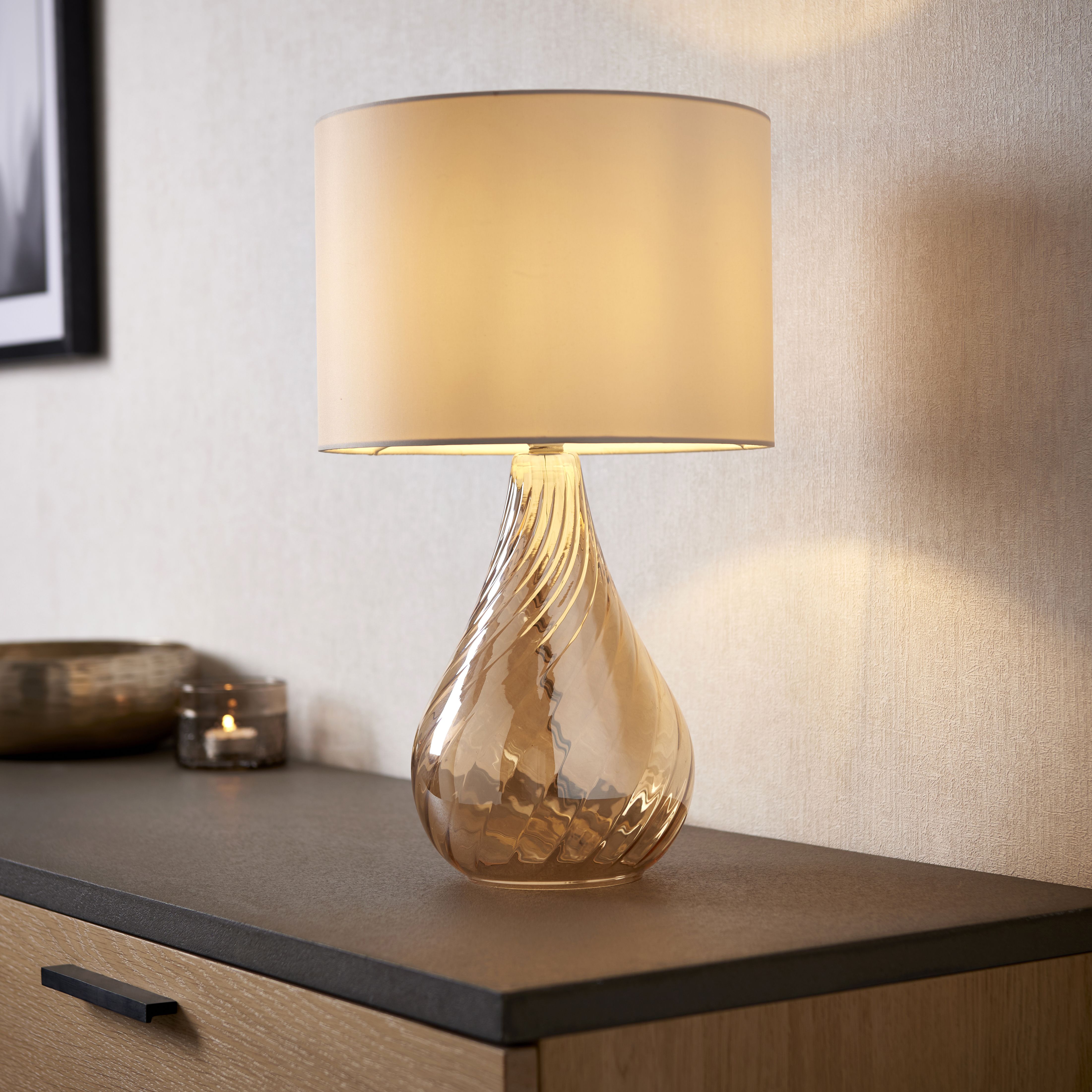 Boutique glass Satin Champagne Table lamp