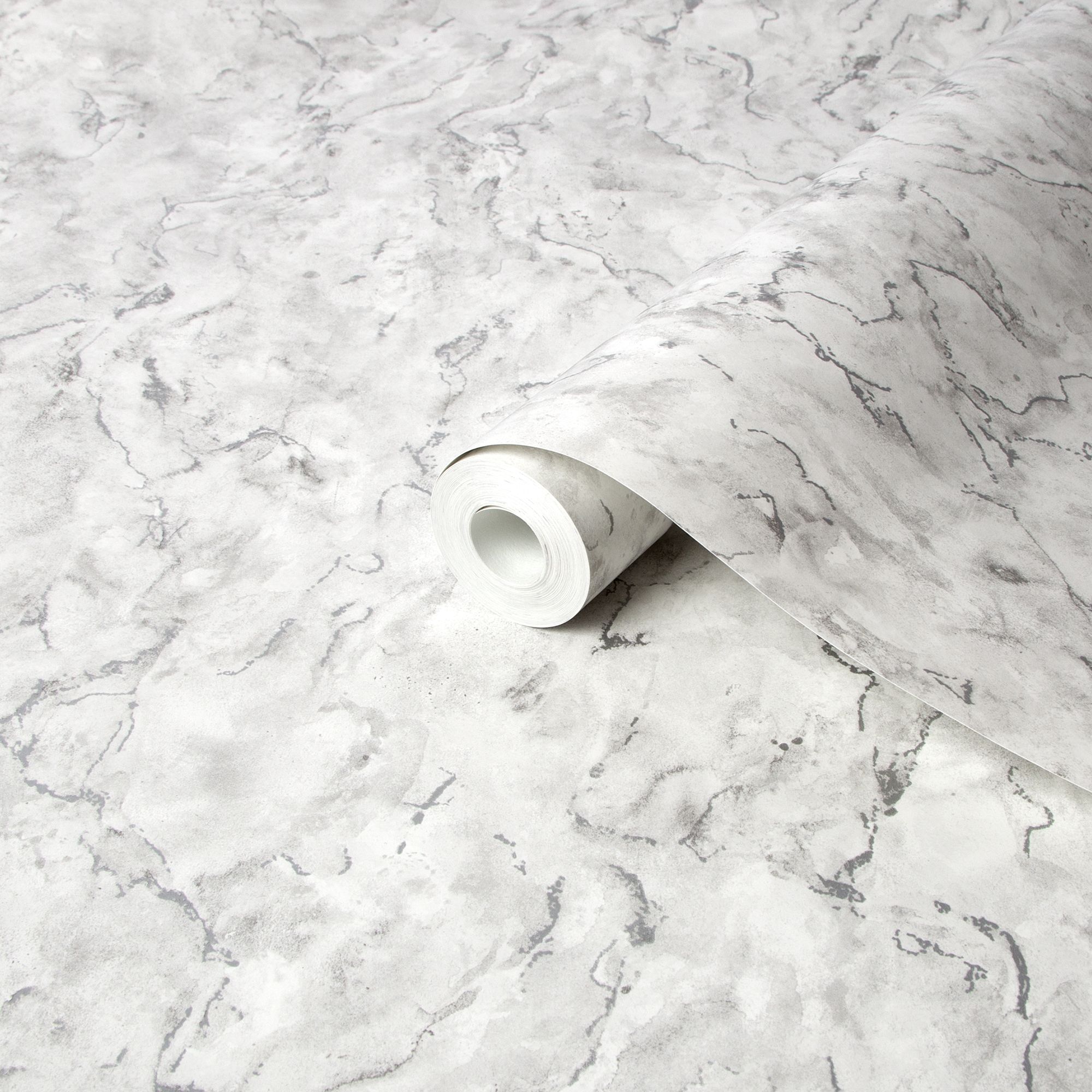 Boutique Grey Metallic effect Marble Smooth Wallpaper Sample