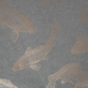 Boutique Grey Metallic effect Pisces Smooth Wallpaper