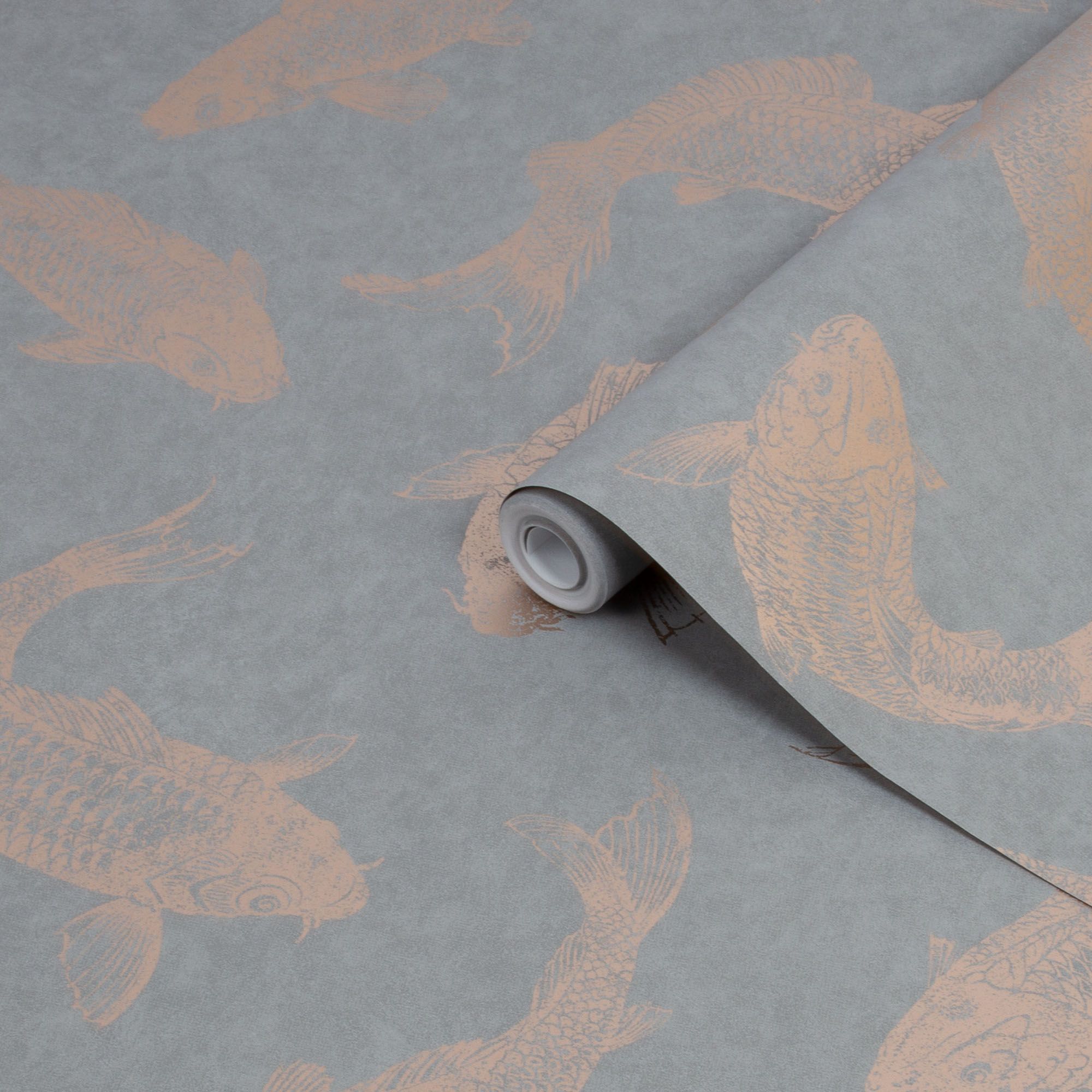 Boutique Grey Metallic effect Pisces Smooth Wallpaper