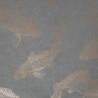 Boutique Grey Pisces Metallic effect Smooth Wallpaper