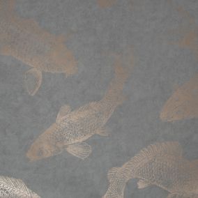 Boutique Grey Pisces Metallic effect Smooth Wallpaper