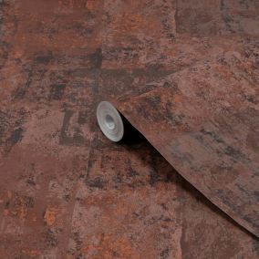 Boutique Industrial Concrete Rust Red Concrete effect Textured Wallpaper