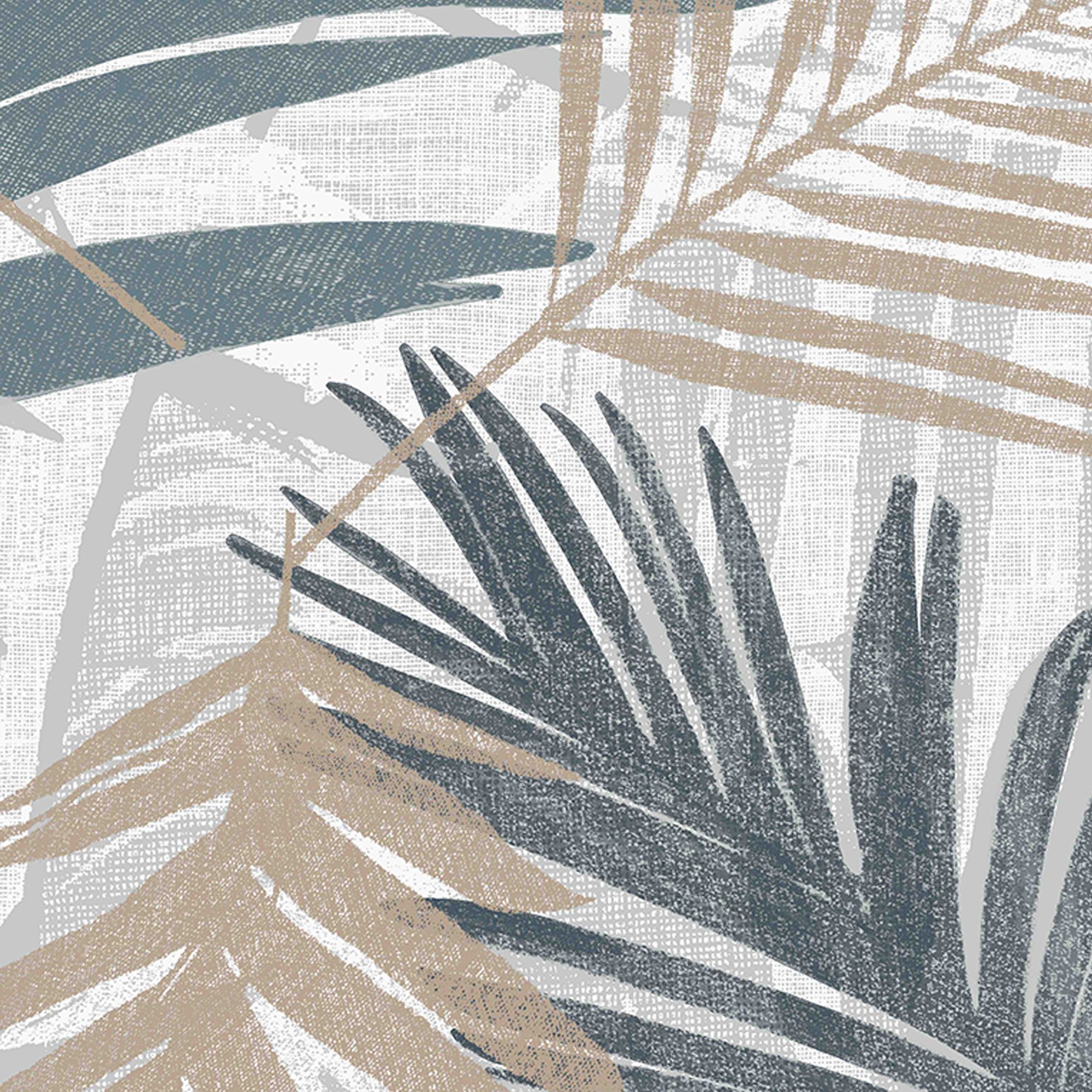 Boutique Jungle glam Blue & green Leaves Metallic effect Smooth Wallpaper