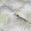 Boutique Jungle glam Green & white Leaves Metallic effect Smooth Wallpaper