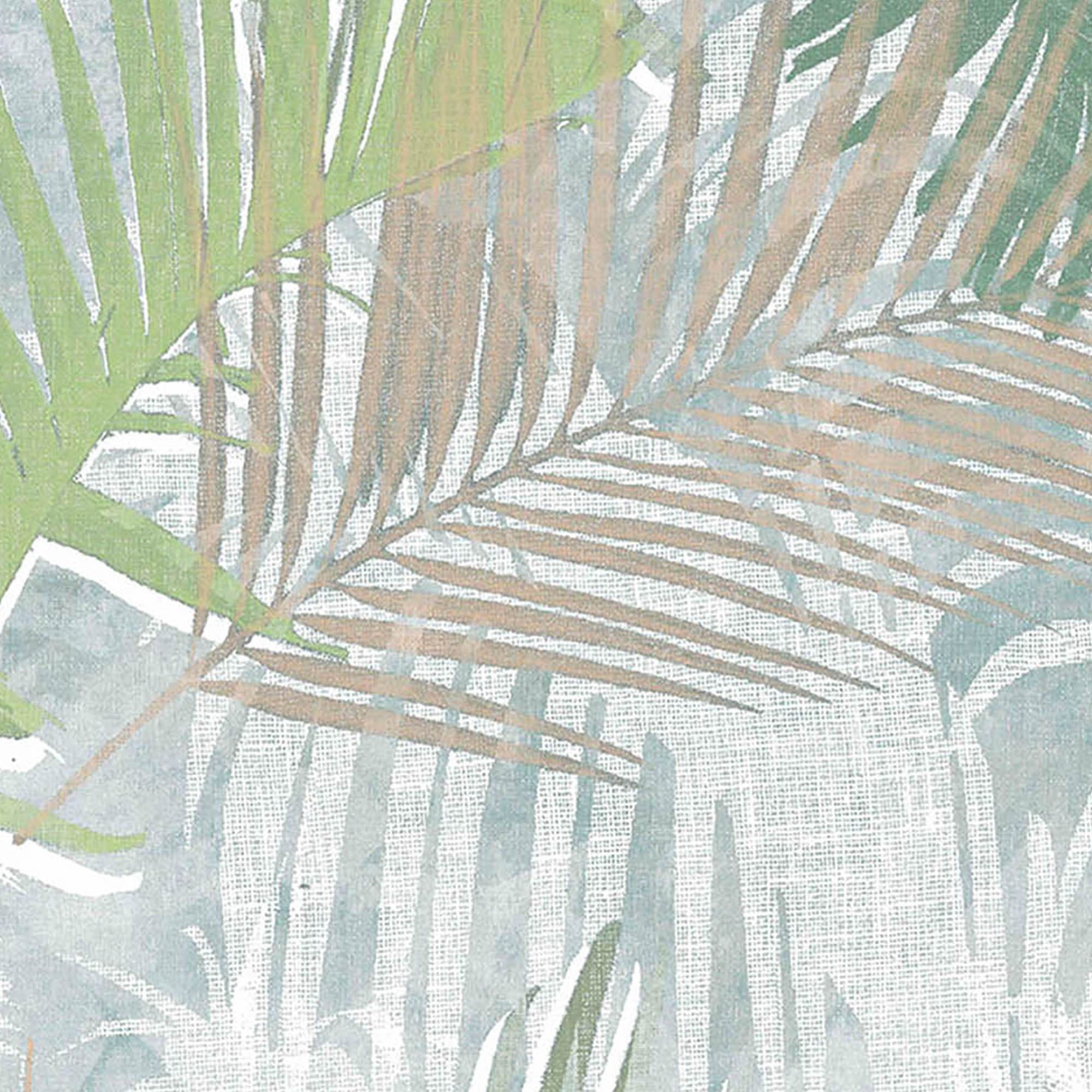 Boutique Jungle glam Green & white Leaves Metallic effect Smooth Wallpaper