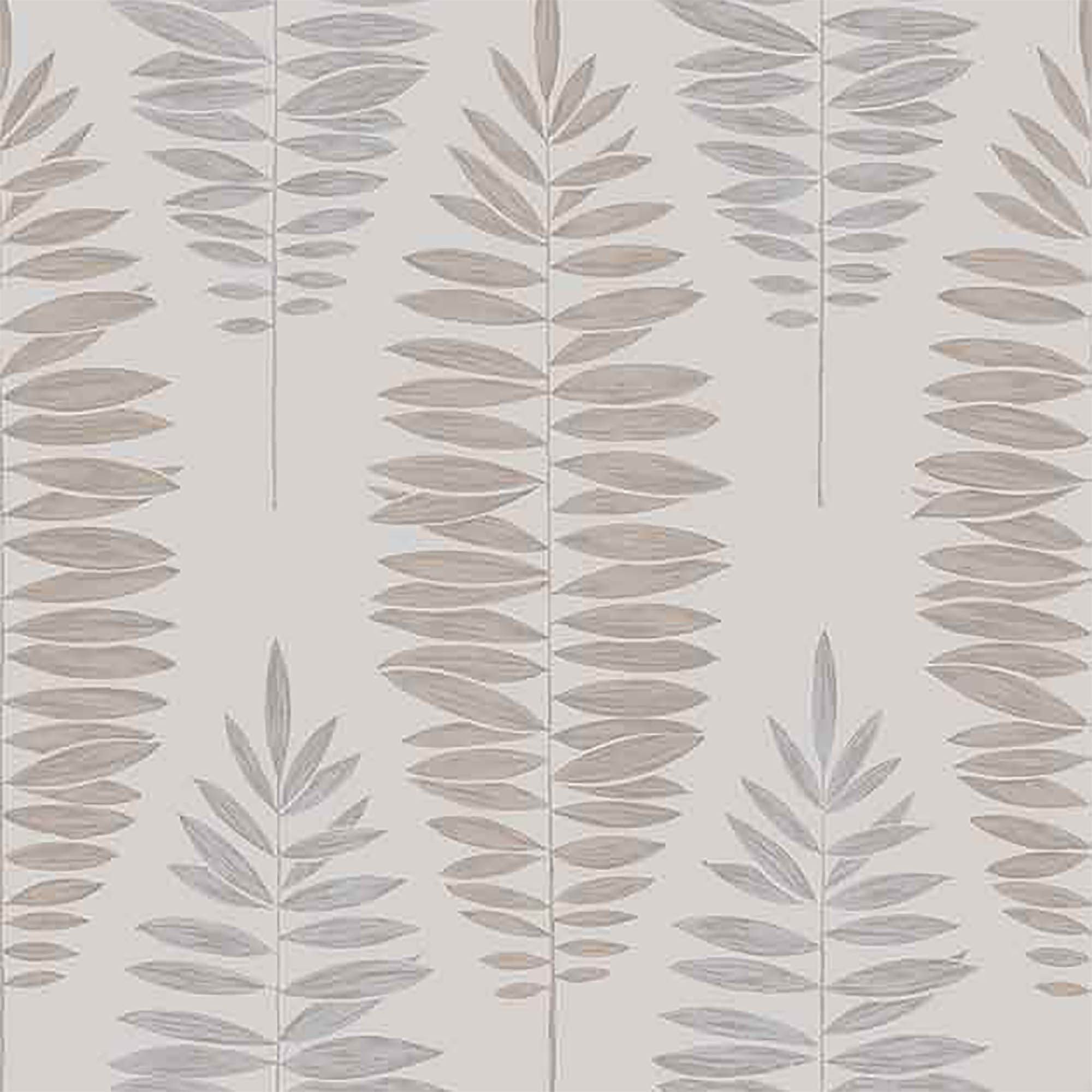 Boutique Lucia Beige Metallic effect Leaves Smooth Wallpaper