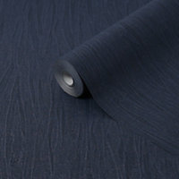 Boutique Marquise plain Sapphire Embossed Wallpaper