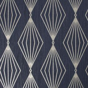Boutique Marquise Sapphire Geometric Gold effect Textured Wallpaper Sample