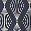 Boutique Marquise Sapphire Geometric Gold effect Textured Wallpaper Sample