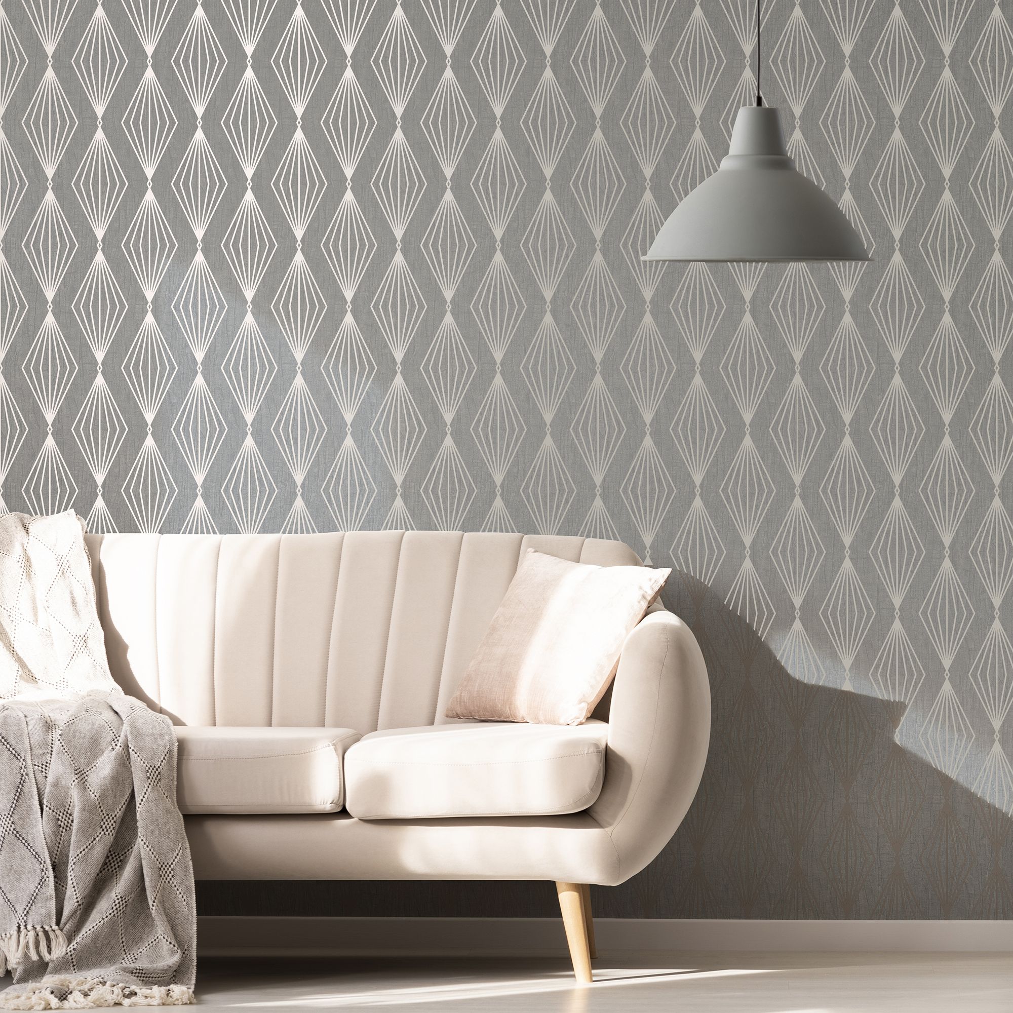 Boutique Marquise Silver glitter effect Geometric Textured Wallpaper