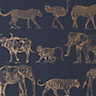 Boutique Navy Safari Metallic effect Smooth Wallpaper
