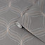 Boutique Optical Grey Geometric Bronze effect Textured Wallpaper Sample