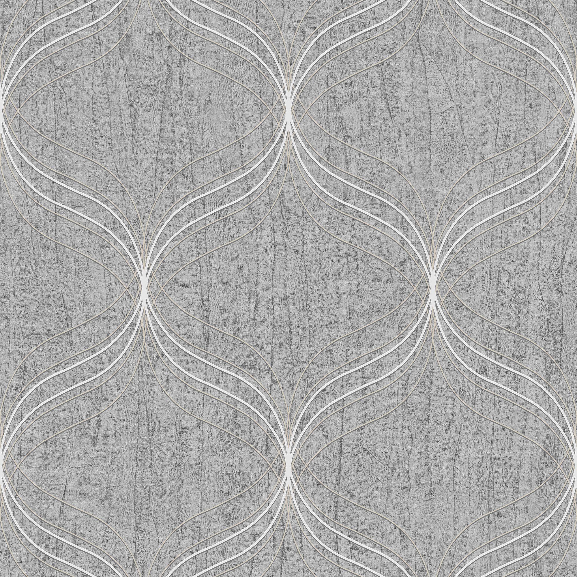 Boutique Optical Grey Geometric Textured Wallpaper