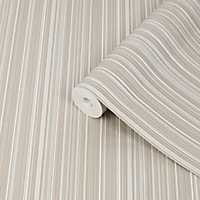 Boutique Palma Beige Gold effect Striped Textured Wallpaper Sample