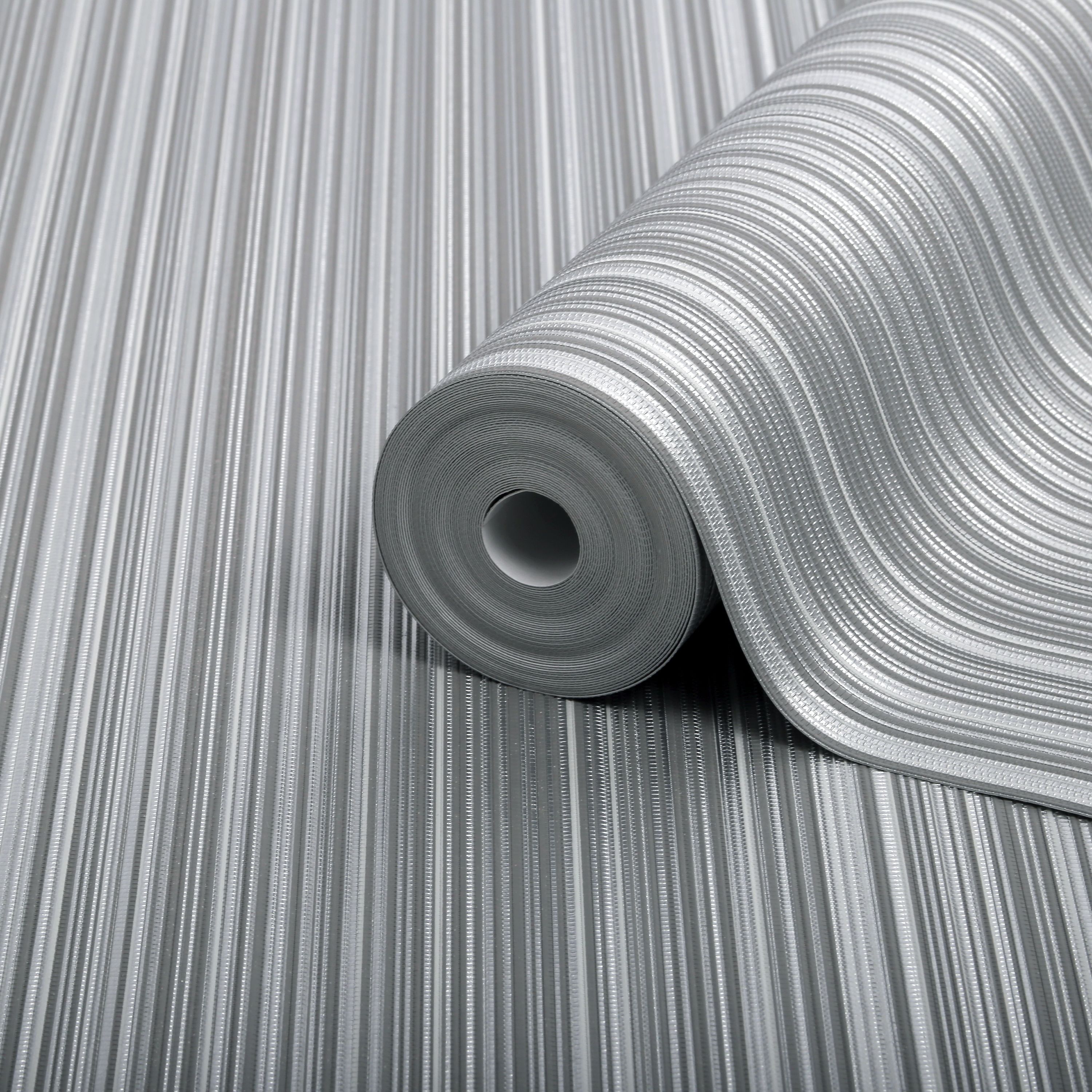 Boutique Palma Ice Metallic effect Striped Embossed Wallpaper DIY at B&Q