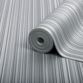 Boutique Palma Ice Striped Metallic effect Embossed Wallpaper