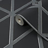 Boutique Panel geo Black/Green Smooth Wallpaper Sample