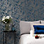 Boutique Paradise Blue Leaves Smooth Wallpaper