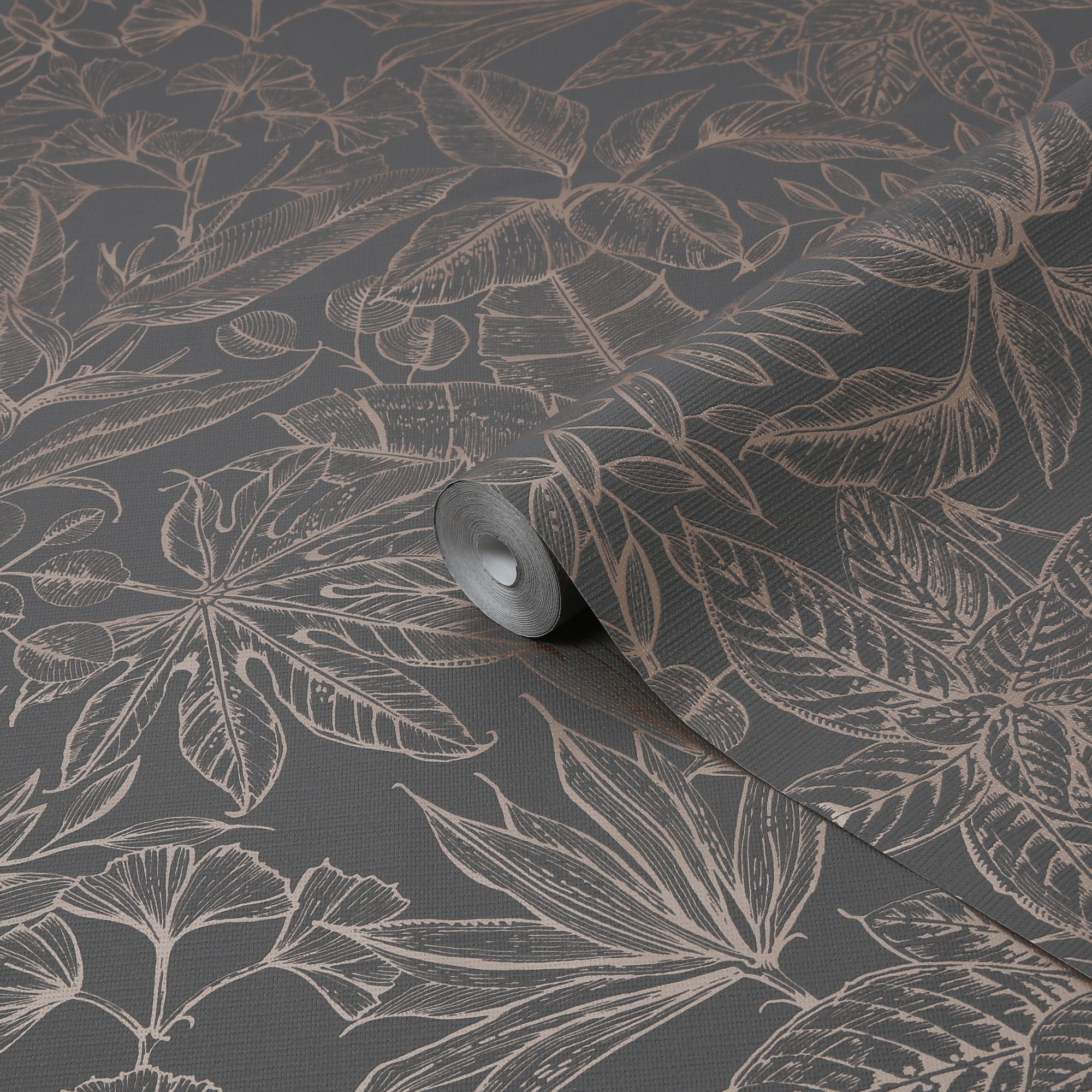 Boutique Paradise Brown Leaves Smooth Wallpaper