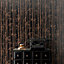 Boutique Pure Black & copper Linden Metallic effect Wallpaper