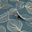 Boutique Royal palm Emerald Gold effect Leaves Smooth Wallpaper